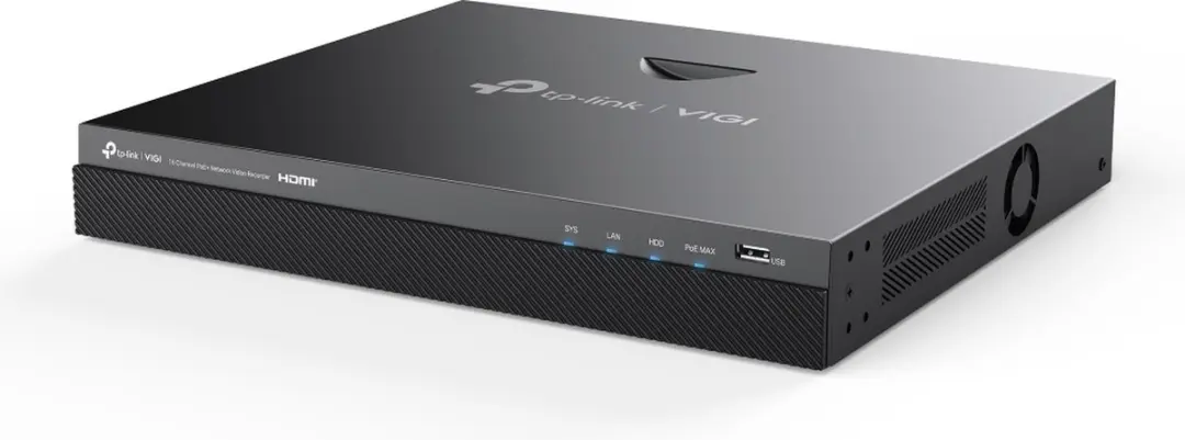 TP-Link VIGI NVR2016H-16P NVR - 16 Kanalen - 2 HDD Sloten - Zwart