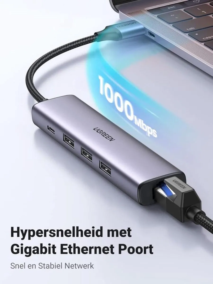 Ugreen 5-in-1 USB-A Hub 60554 - Grijs/Green