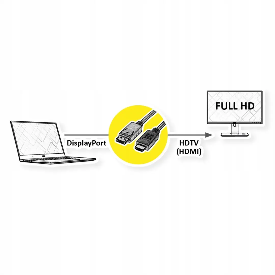 Roline DisplayPort naar HDTV Kabel 3m - Zwart