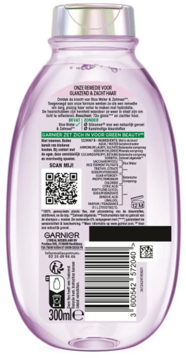 Garnier Loving Blends Rice Water Shampoo 300ml - 4 Stuks