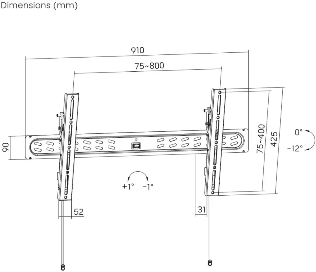 Gembird WM-95T-PRO-01 TV Muurbeugel 43-95 inch - Zwart