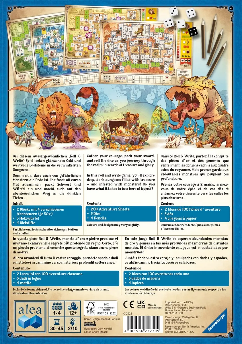 Ravensburger Dungeons Dice and Danger Bordspel - 200 Sheets - Multikleur