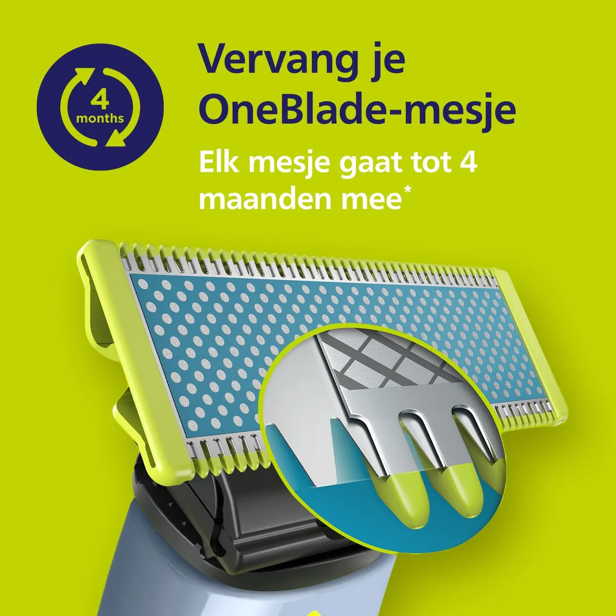 Philips OneBlade Vervangmesjes QP235/50 - 3 Stuks - Blauw/ Groen