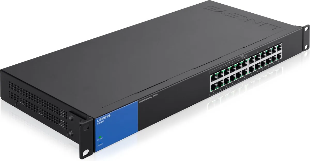 Linksys LGS124P - Netwerk Switch - Unmanaged - PoE Switch - 1000 Mbps - 24-Poorten