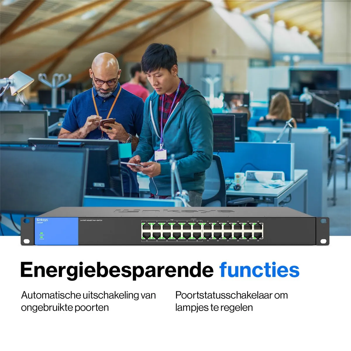 Linksys LGS124P - Netwerk Switch - Unmanaged - PoE Switch - 1000 Mbps - 24-Poorten