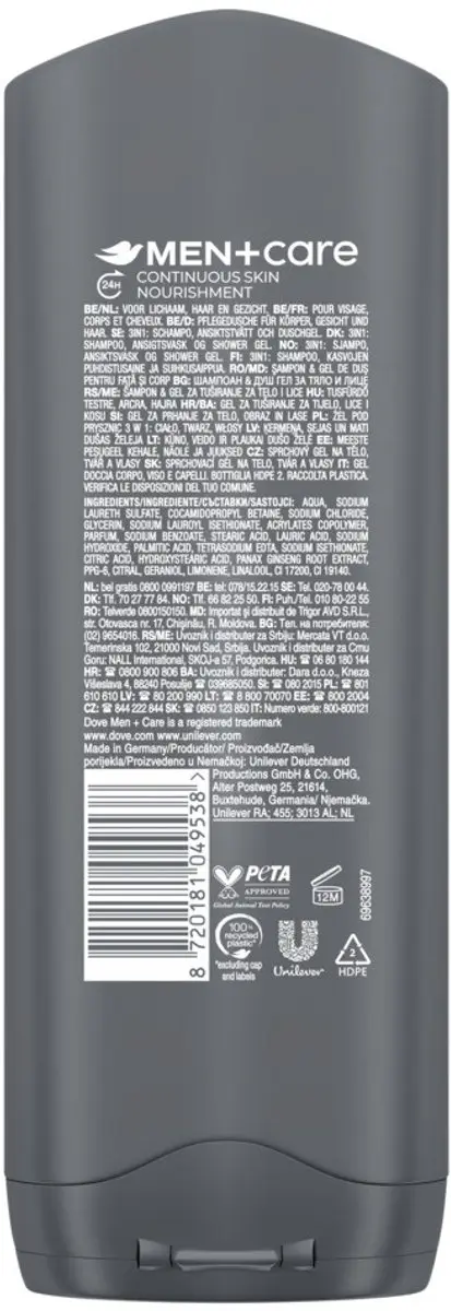 Dove Men+Care 3-in-1 Douchegel Sport 250ml - 20 Stuks