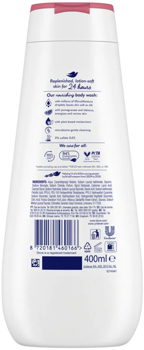 Dove Reviving Douchecrème Granaatappel & Hibiscus 2000ml - 5x400ml