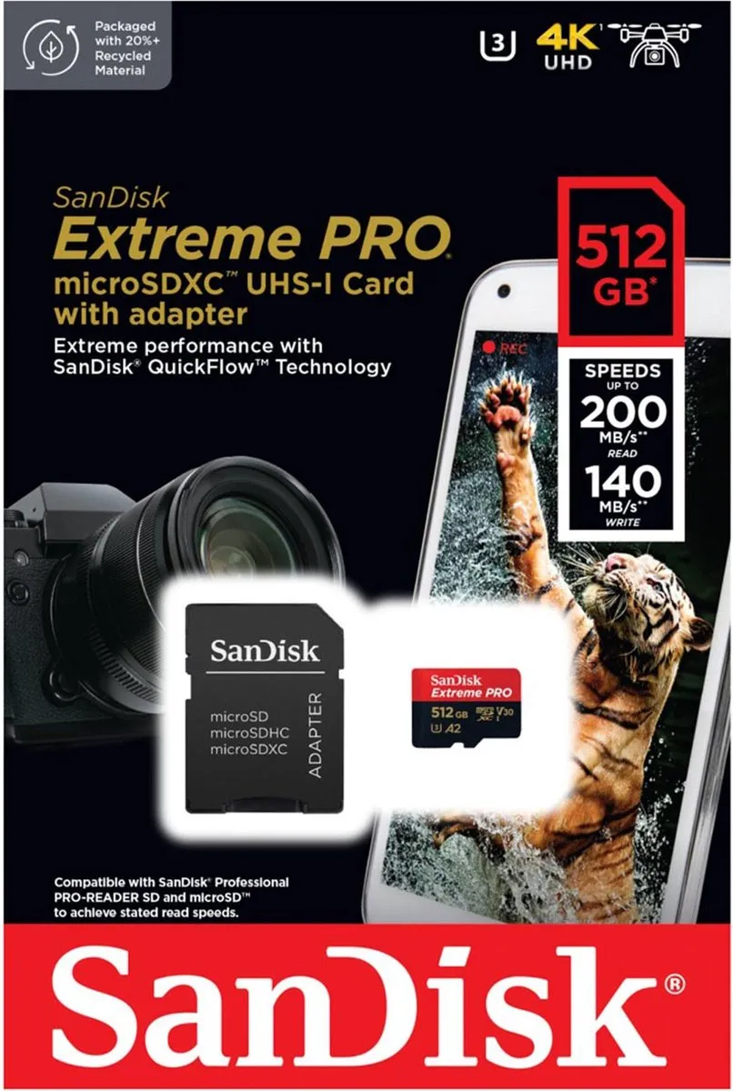 SanDisk Extreme PRO MicroSDXC 512GB SDSQXCD-512G-GN6MA - afbeelding 6 van 6