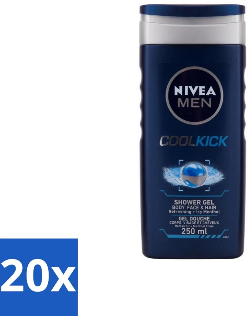 NIVEA MEN Cool Kick Douchegel 250ml - 20 Stuks