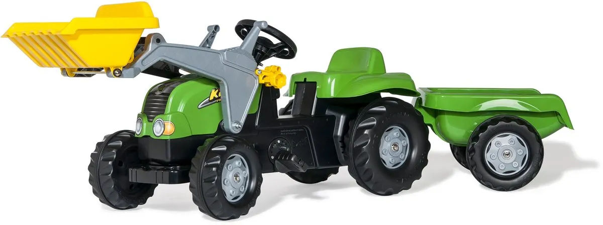 Rolly Toys RollyKid-X Traptractor met Frontlader - Groen/Zwart - afbeelding 2 van 6