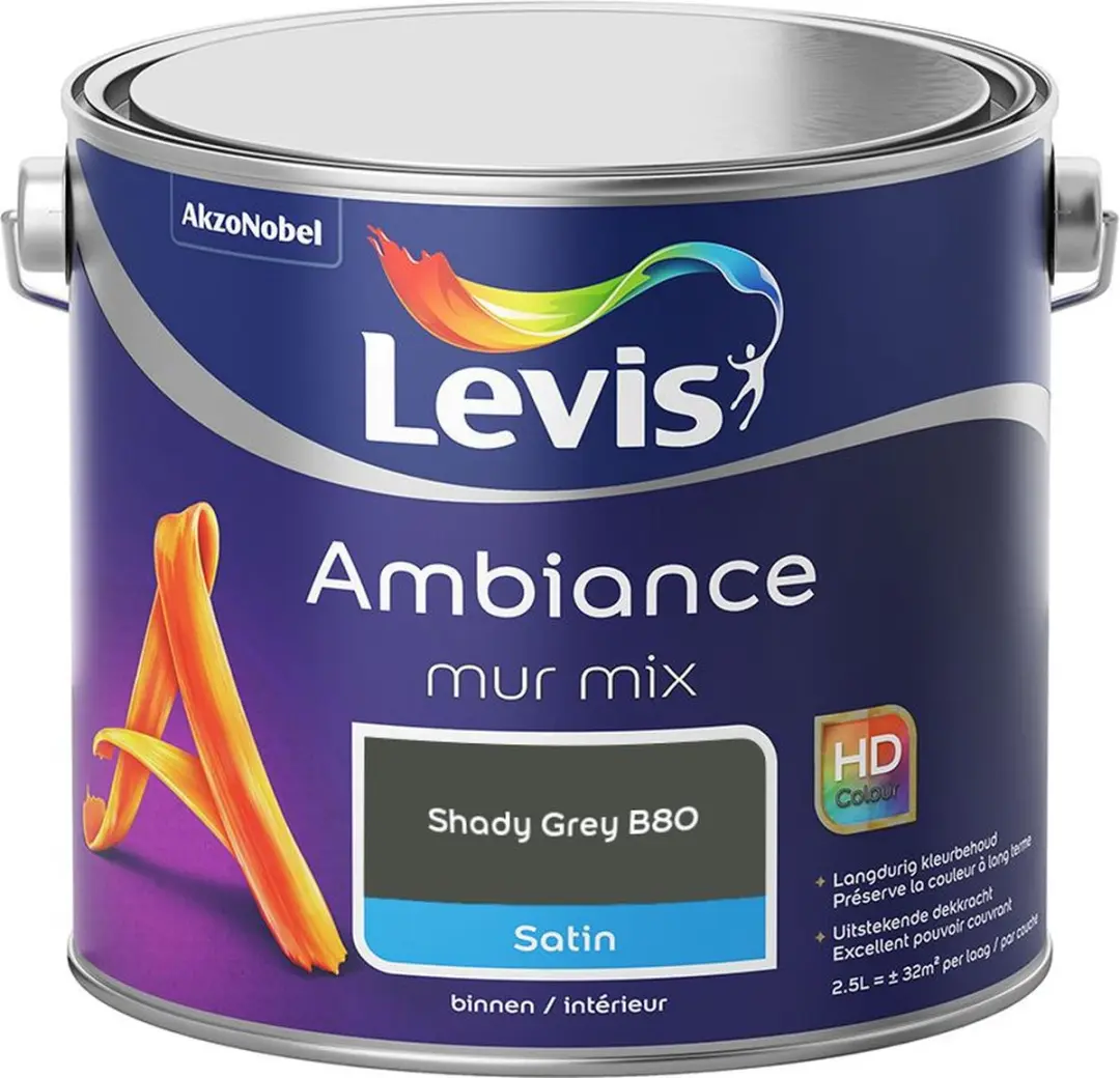 Levi's Ambiance Mur Satin Mix Shady Grey B80 Mengverf 2,5L
