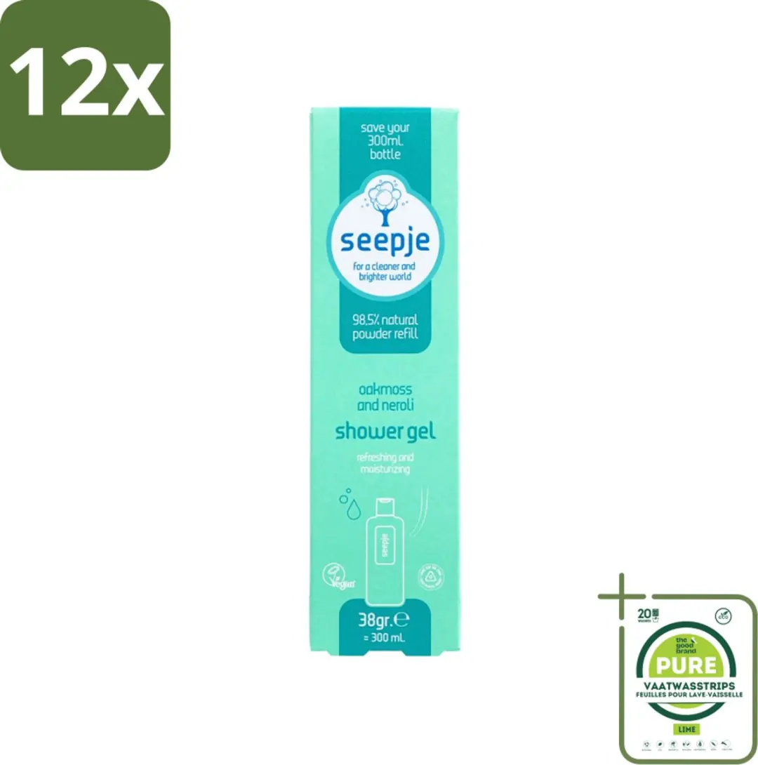 Seepje Douchegel Eikenmos & Neroli Navulling 12x38g