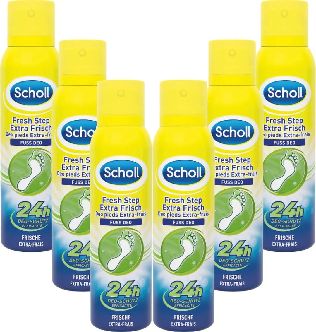 6x Dr. Scholl Foot deodorant 150ml Extra Fresh