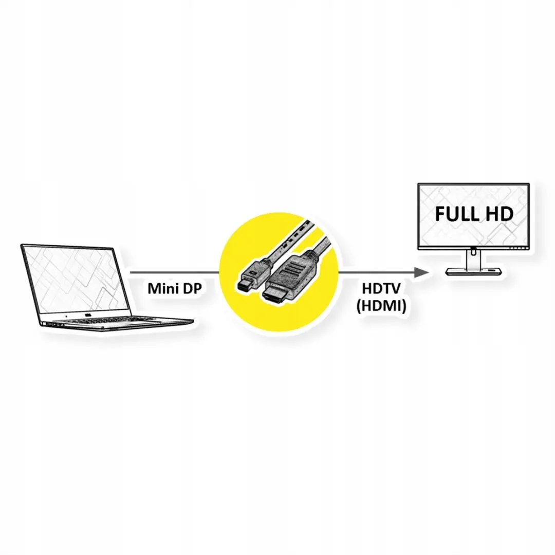 Roline Mini DisplayPort naar HDTV Kabel 3m - 1920x1080@60Hz - Zwart