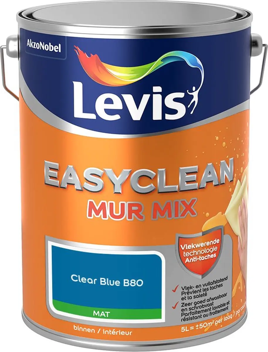 Levi's Easyclean Mur Mat Mix Clear Blue B80 Mengverf 5L