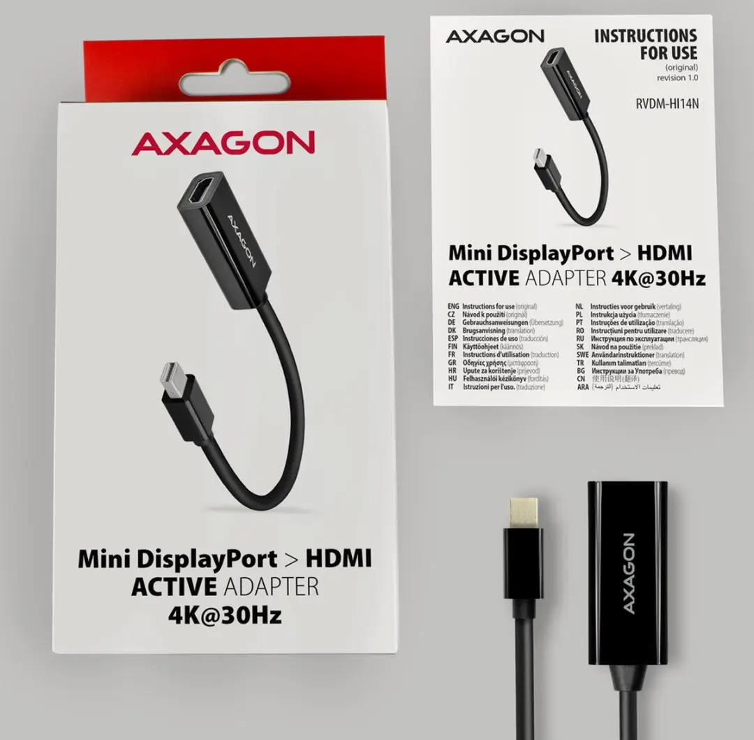 Axagon RVDM-HI14N Mini-DisplayPort naar HDMI Adapter - 15cm
