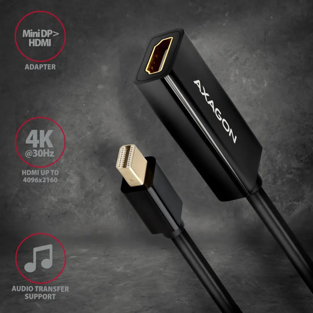 Axagon RVDM-HI14N Mini-DisplayPort naar HDMI Adapter - 15cm