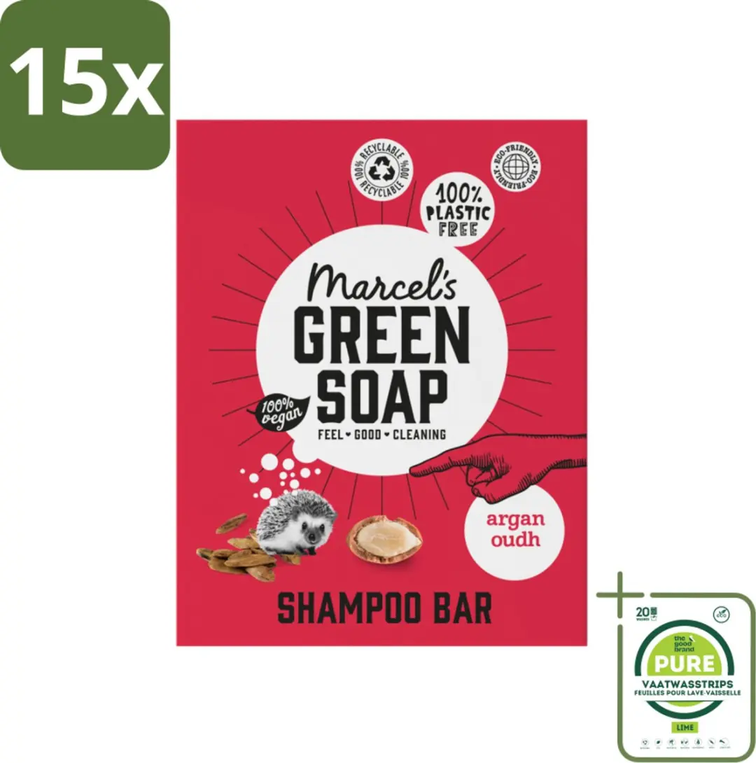 Marcel's Green Soap Shampoobar Argan & Oudh 15 Stuks