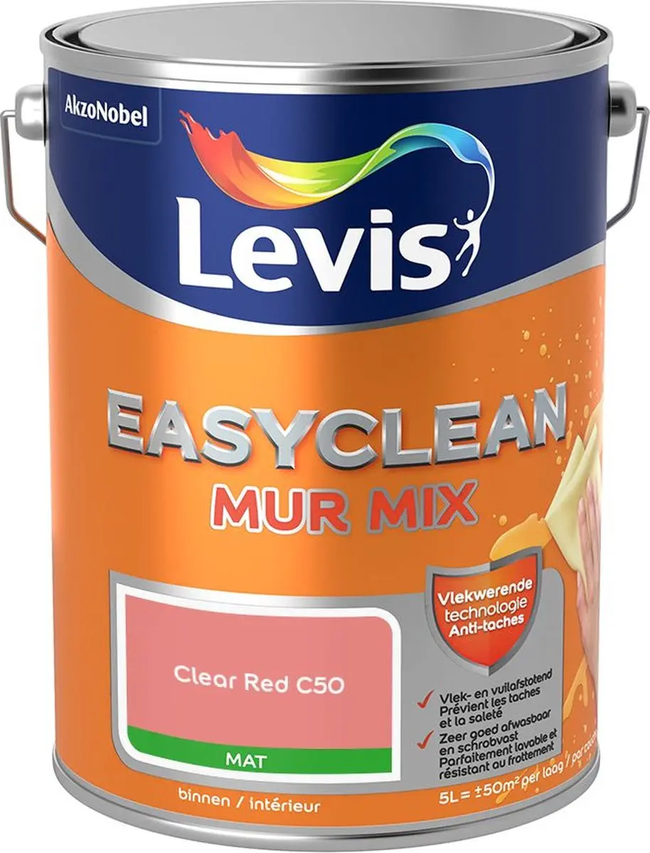 Levi's Easyclean Mur Mat Mix Clear Red C50 Mengverf 5L