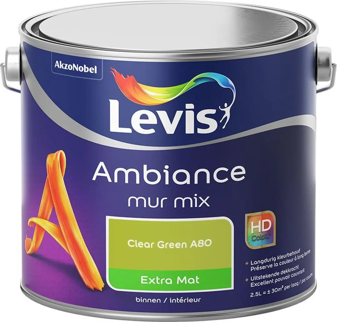 Levi's Ambiance Mur Extra Mat Mix Clear Green A80 Mengverf 2,5L