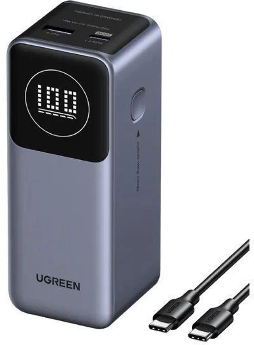UGREEN Nexode Power Bank 12000mAh 100W - 2 Poorten - Grijs