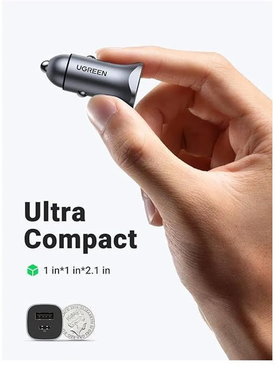 Ugreen Sigarettenaansteker USB-C 63W Autolader - Zwart