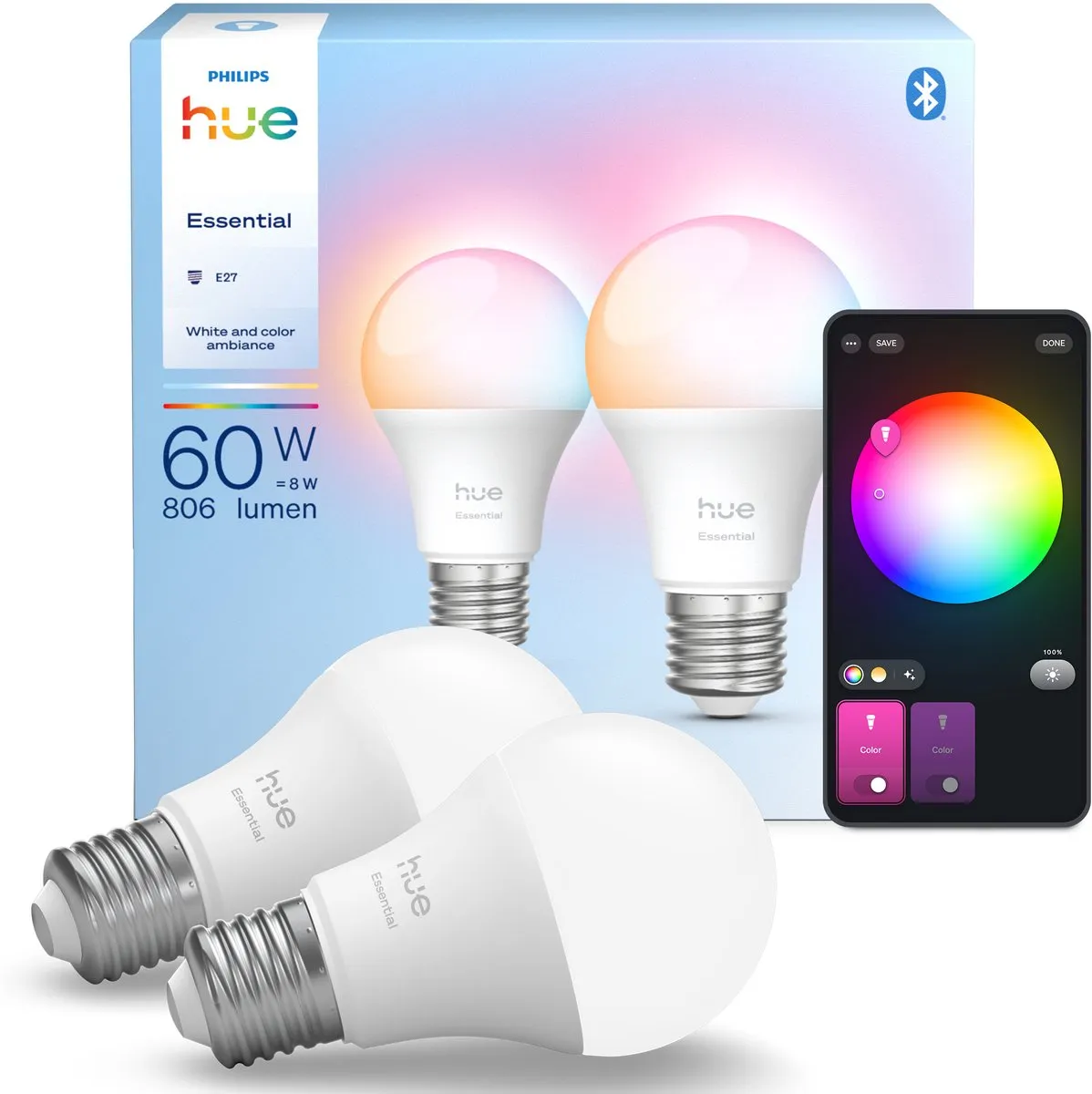 Philips Hue Essential Slimme A60 RGBW 8W