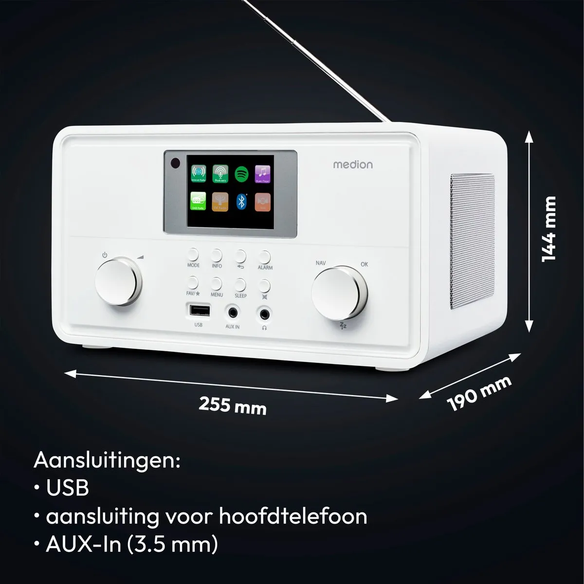 Medion MD88069 Internetradio DAB/FM - 20W - Wit