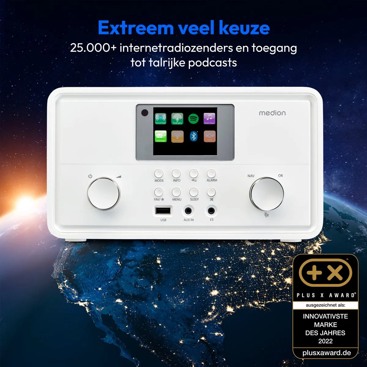 Medion MD88069 Internetradio DAB/FM - 20W - Wit - afbeelding 6 van 6