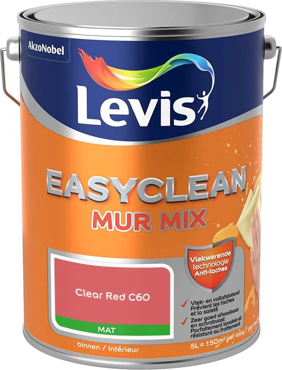 Levi's Easyclean Mur Mat Mix Clear Red C60 Mengverf 5L