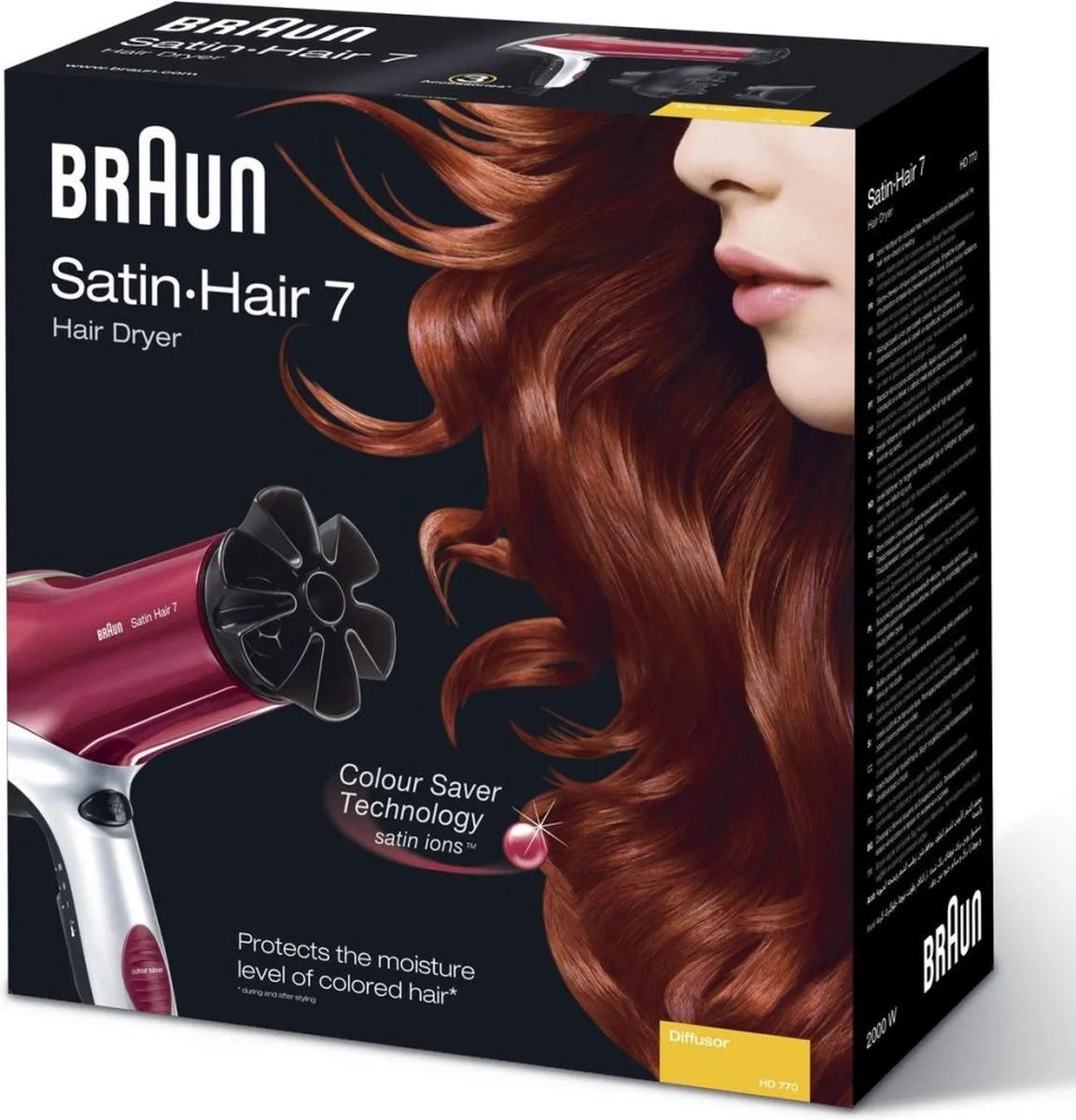 Braun Satin Hair 7 BRHD770E Haardroger - 2200W - Rood - afbeelding 6 van 6
