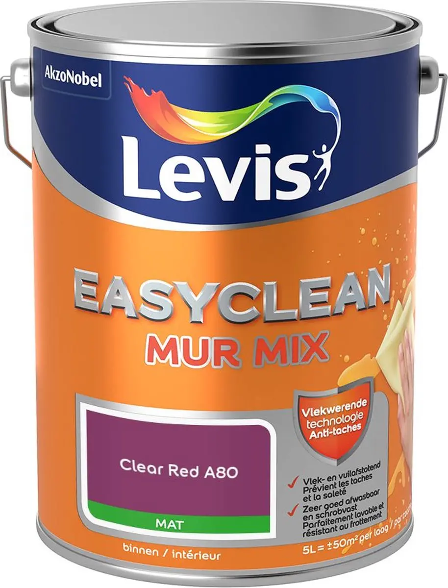 Levi's Easyclean Mur Mat Mix Clear Red A80 Mengverf 5L