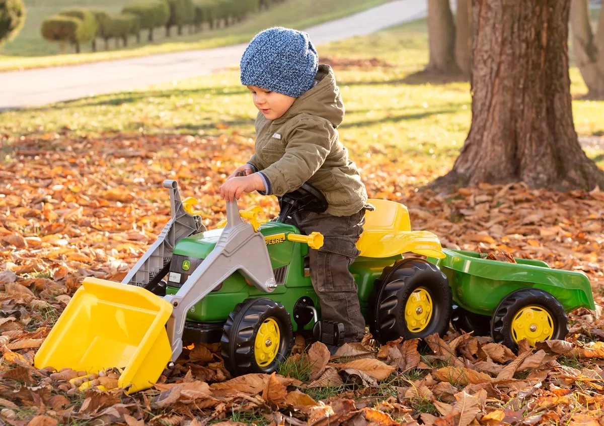 Rolly Toys Rollykid John Deere Traptractor met Aanhanger - Groen