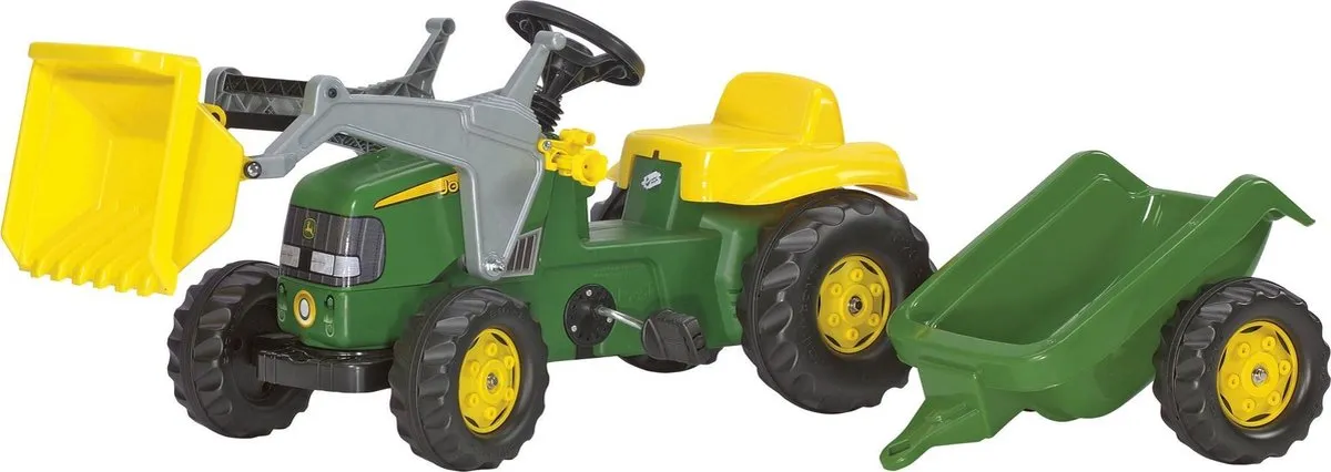 Rolly Toys Rollykid John Deere Traptractor met Aanhanger