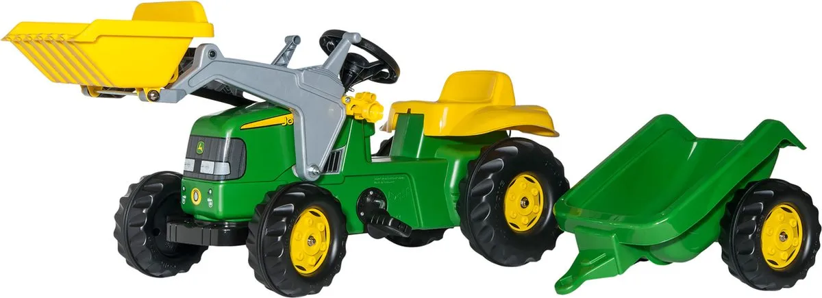 Rolly Toys Rollykid John Deere Traptractor met Aanhanger - Groen