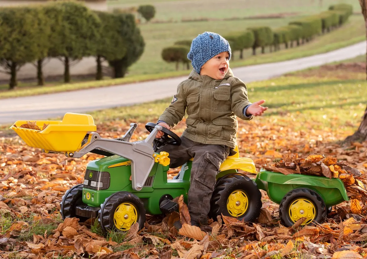Rolly Toys Rollykid John Deere Traptractor met Aanhanger - Groen