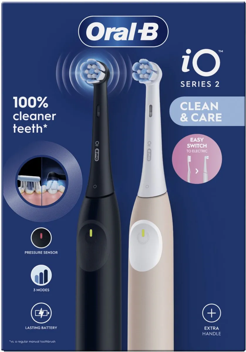 Oral-B iO2 Elektrische Tandenborstel - Night Black & Calm Pink - 2 Stuks