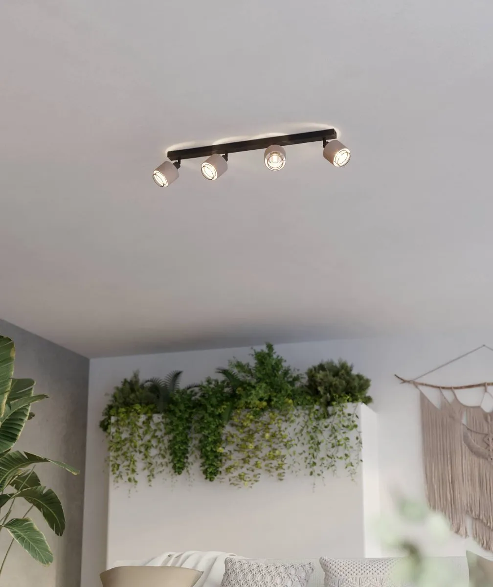 Eglo Rosley Spot E14 - 4x40W - 75cm - Zwart/Beige