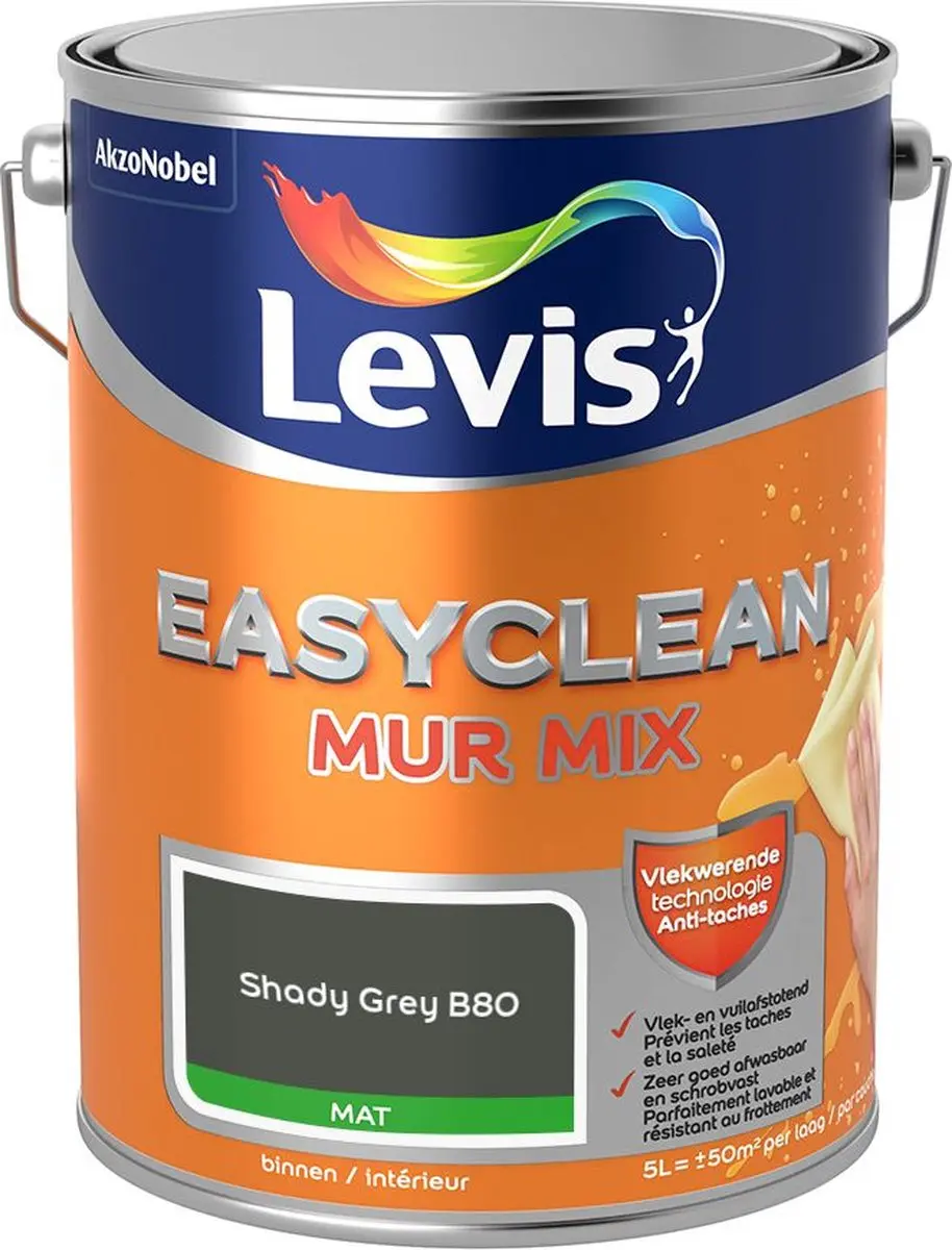 Levi's Easyclean Mur Mat Mix Shady Grey B80 Mengverf 5L