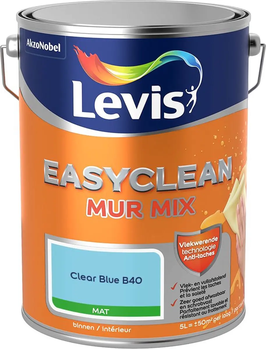 Levi's Easyclean Mur Mat Mix Clear Blue B40 Mengverf 5L