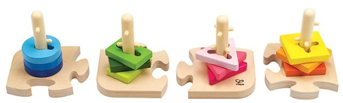 Hape Creative Peg Puzzle - 12 Vormen Geel - afbeelding 2 van 4