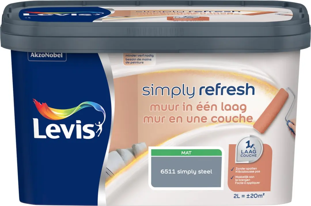 Levi's Simply Refresh Muurverf Simply Steel 2L