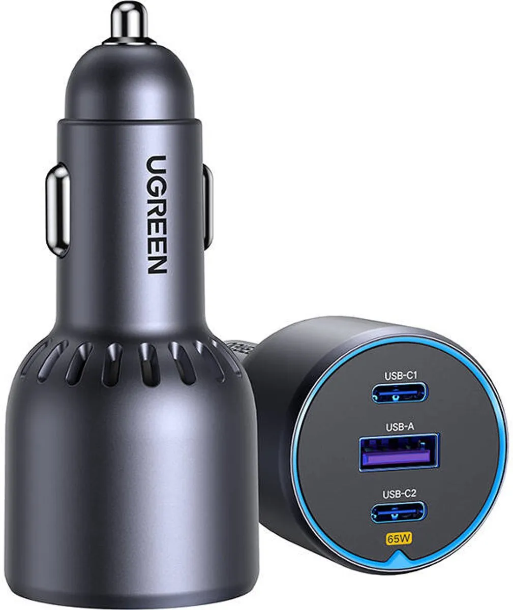Ugreen 35024 Autolader 75W - 3 Poorten - Zwart
