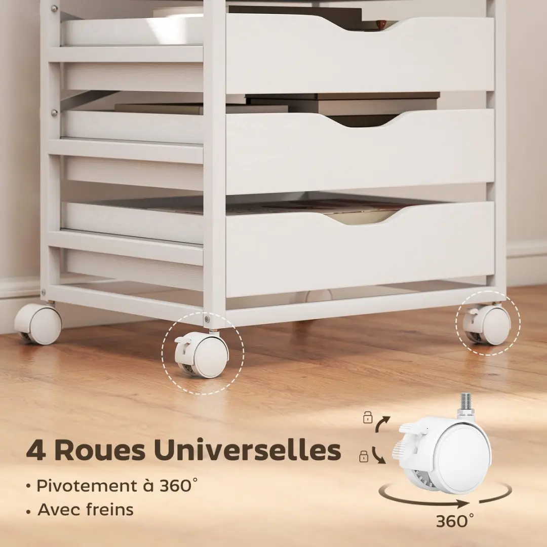 Homcom Archiefkast MDF 50x40x74,5cm - Wit - afbeelding 4 van 6