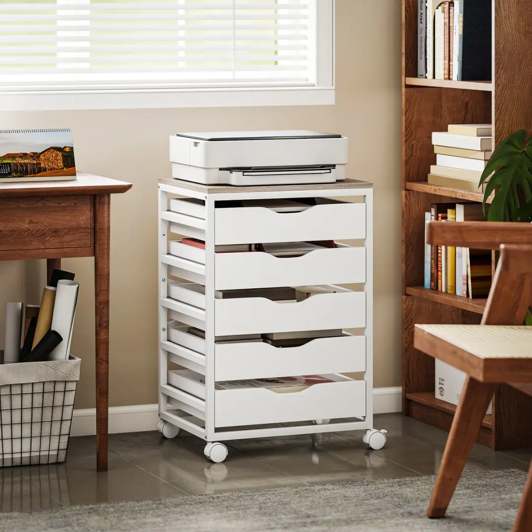 Homcom Archiefkast MDF 50x40x74,5cm - Wit - afbeelding 6 van 6