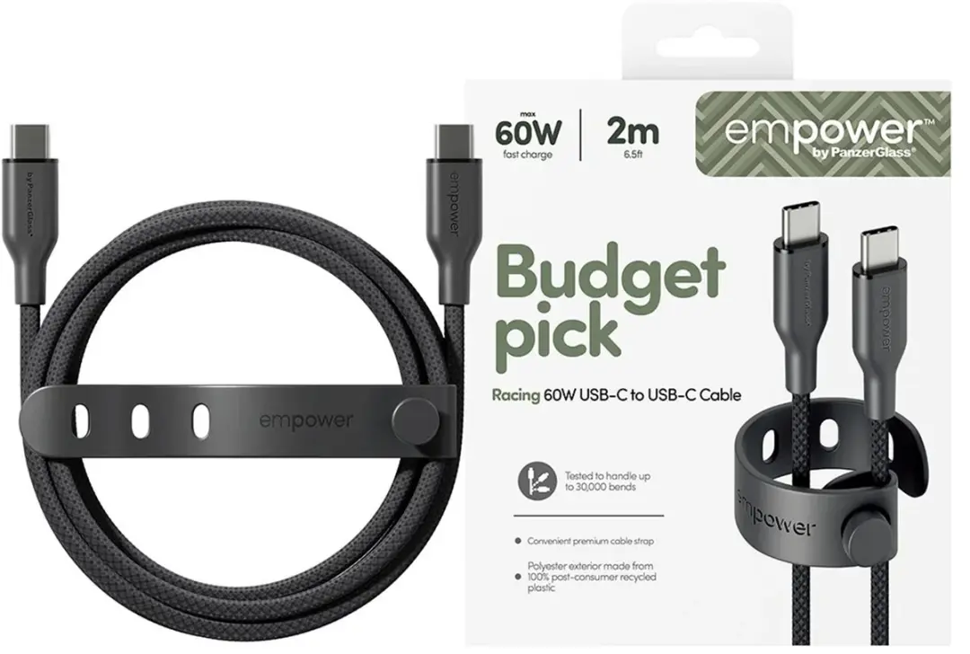 PanzerGlass 60W USB-C Kabel EM94057 - 2M - Zwart