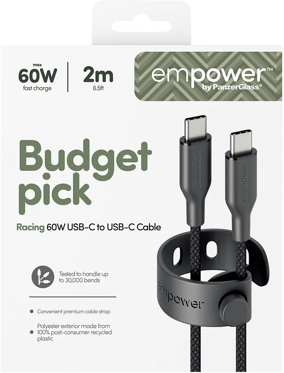 PanzerGlass 60W USB-C Kabel EM94057 - 2M - Zwart