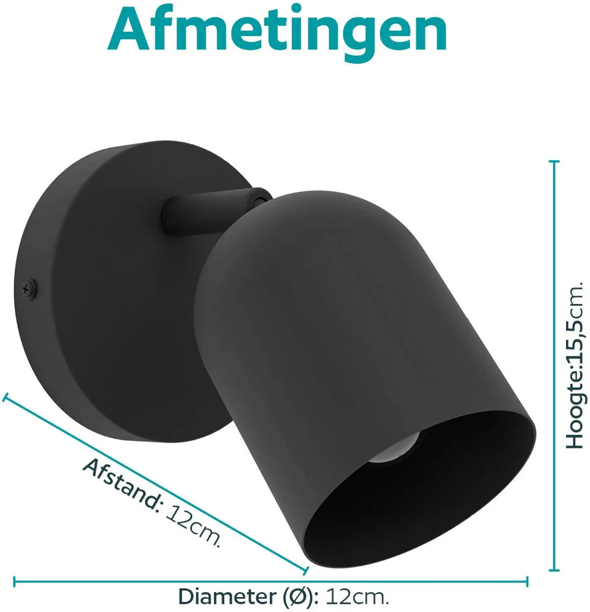 Eglo Tilston Spot E14 12cm - Zwart - Kantelbaar