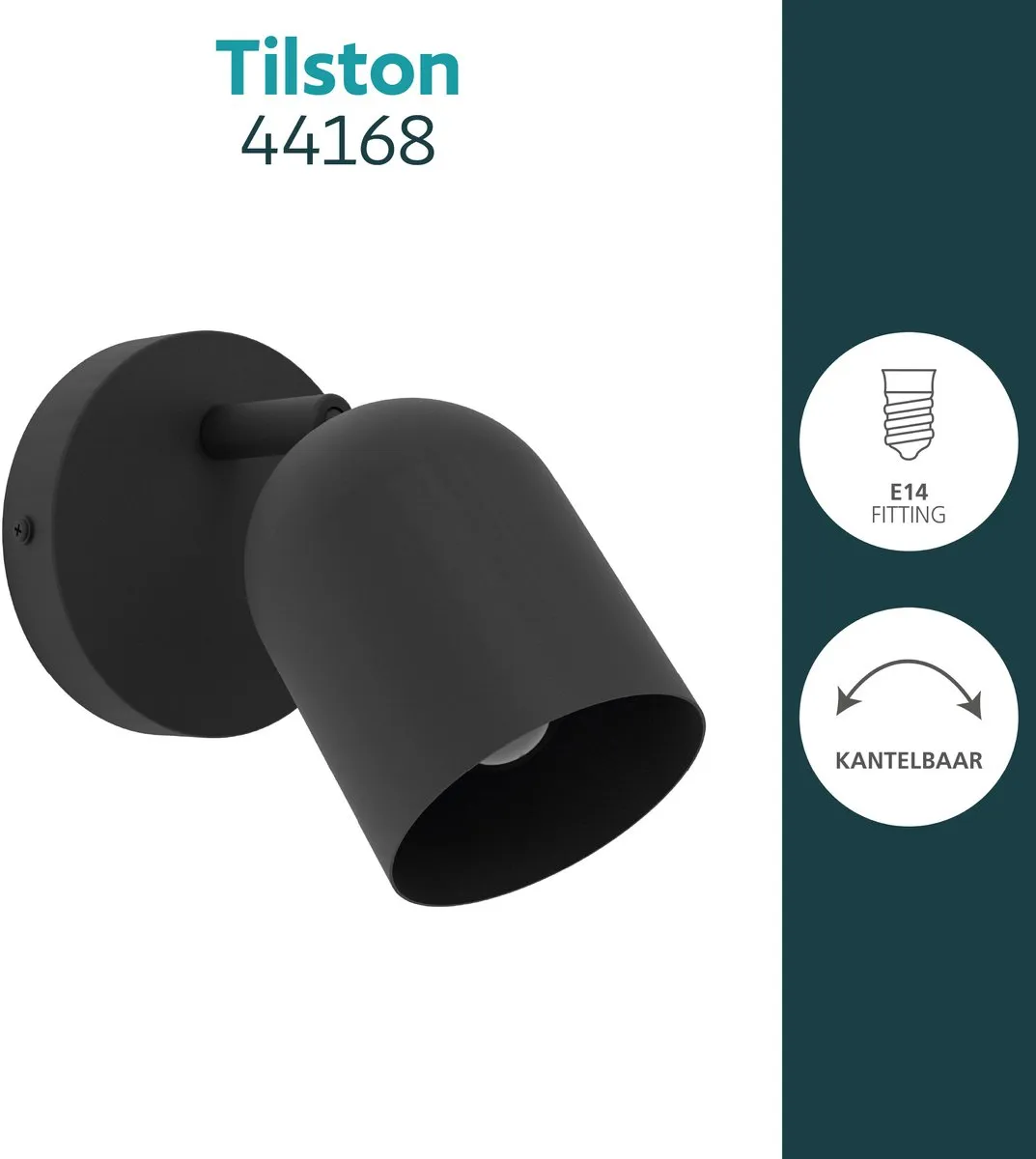Eglo Tilston Spot E14 12cm - Zwart - Kantelbaar