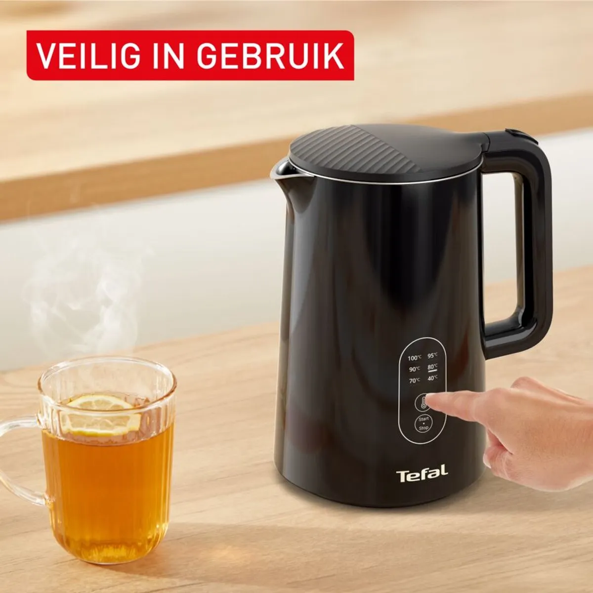 Tefal Thermo Protect KO6518 - Waterkoker - 1,5L - Dubbele Wand - 6 temperaturen - 2200W - Zwart